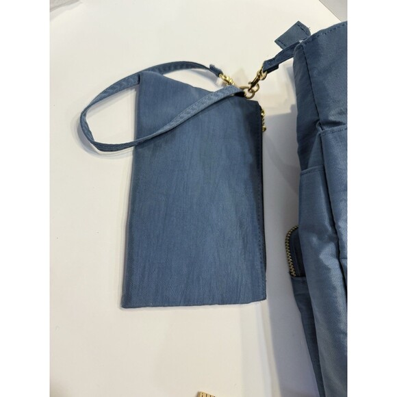 Baggallini Blue Bag San Marino Nylon Satchel Shoulder Purse Handbag Slate Gold - Picture 8 of 14